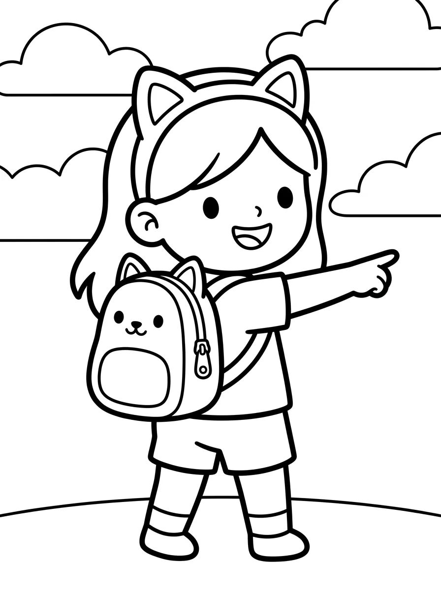Gabby com Mochila Mágica Pronta para Aventuras para colorir Desenho de Gabby com Mochila Mágica Pronta para Aventuras para colorir e imprimir grátis