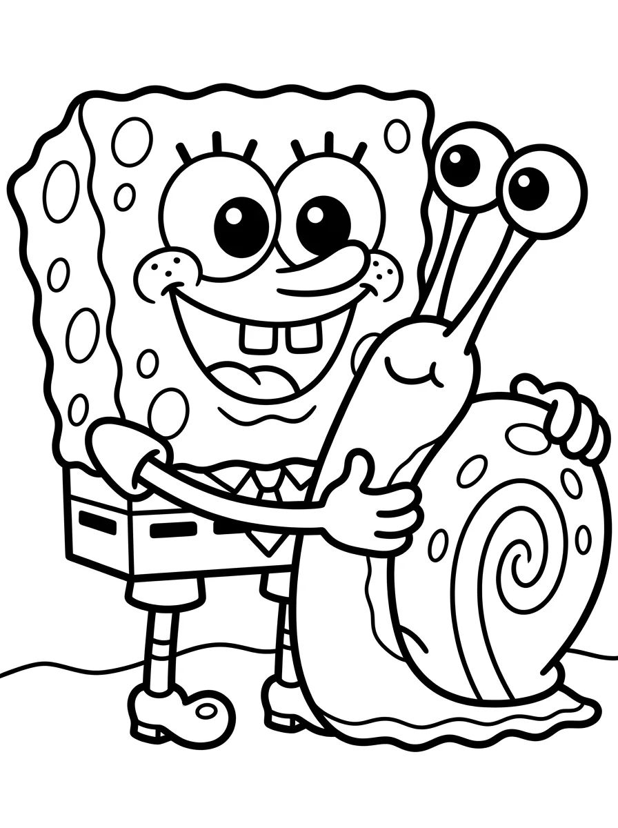 Gary el Caracol con Bob Esponja para colorir Desenho de Gary el Caracol con Bob Esponja para colorir e imprimir grátis