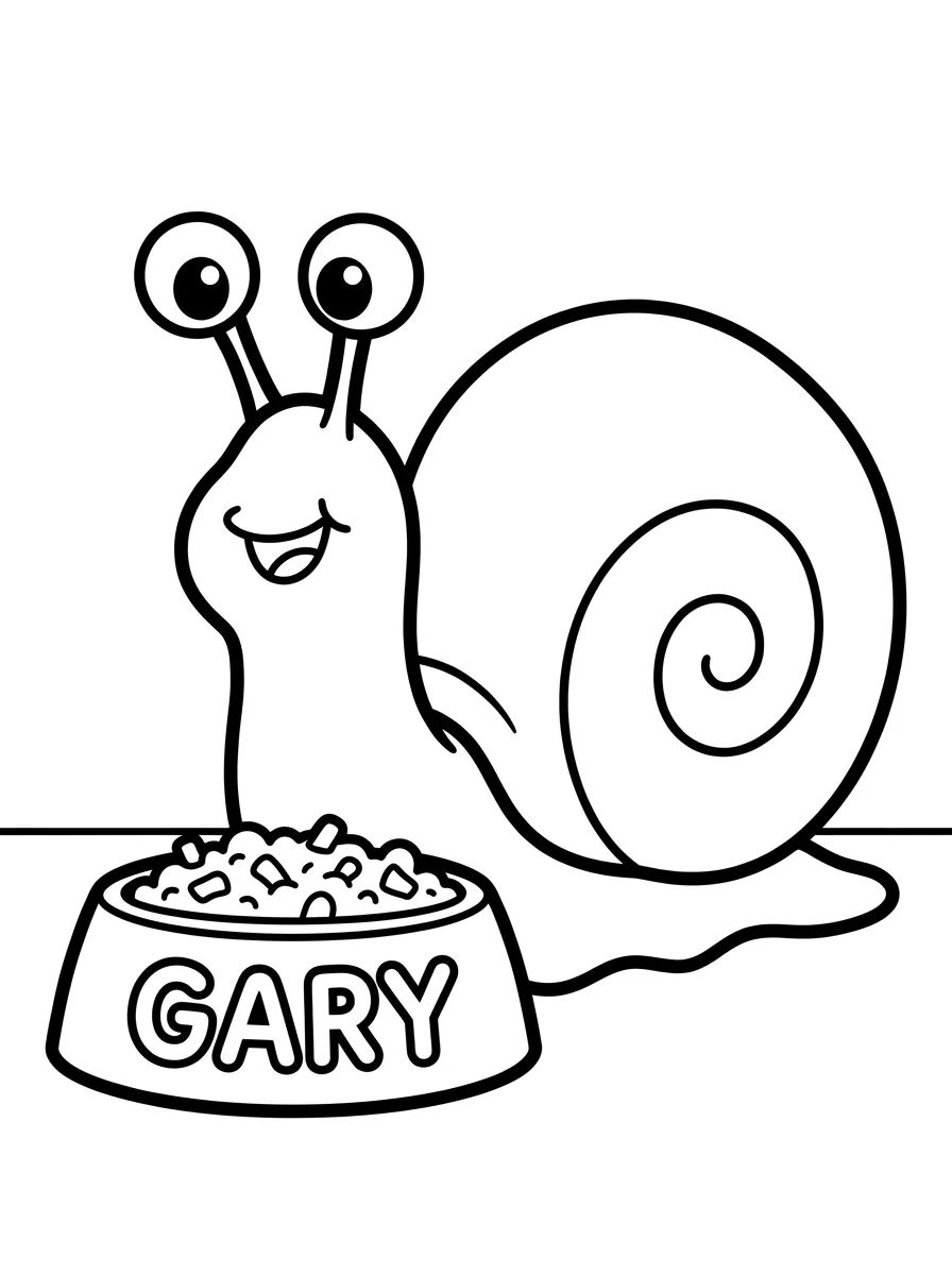 Gary o Caracol Comendo Comida de Caracol para colorir Desenho de Gary o Caracol Comendo Comida de Caracol para colorir e imprimir grátis