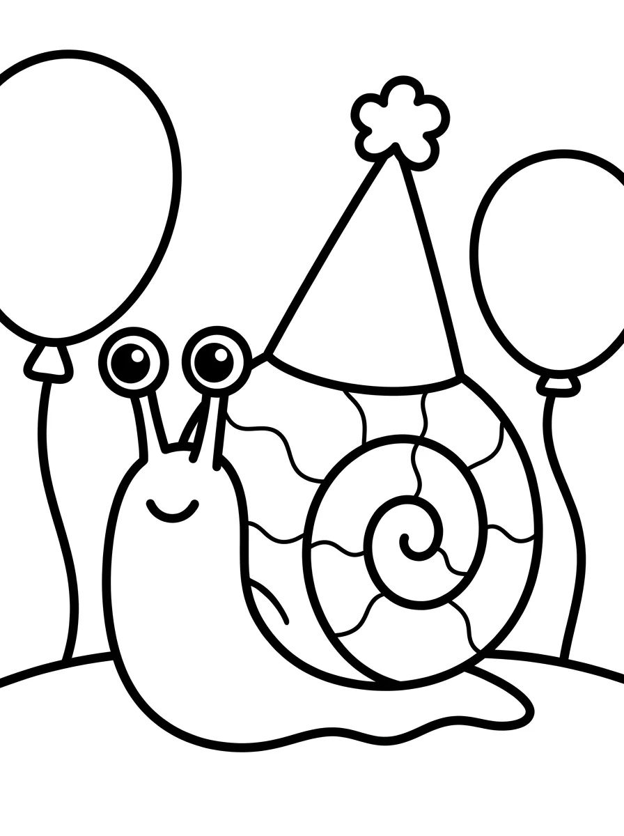 Gary o Caracol Usando um Chapéu de Aniversário para colorir Desenho de Gary o Caracol Usando um Chapéu de Aniversário para colorir e imprimir grátis