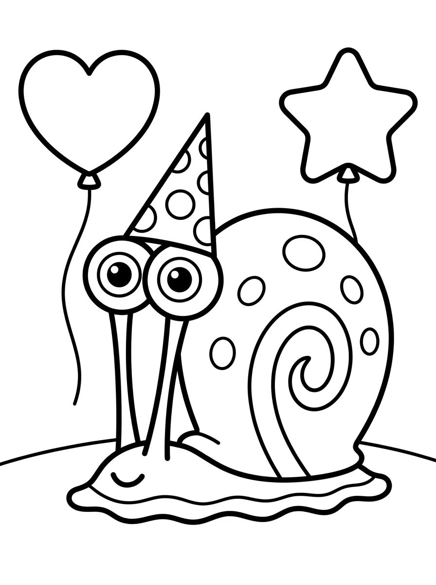 Gary Usando Chapéu de Aniversário para colorir Desenho de Gary Usando Chapéu de Aniversário para colorir e imprimir grátis