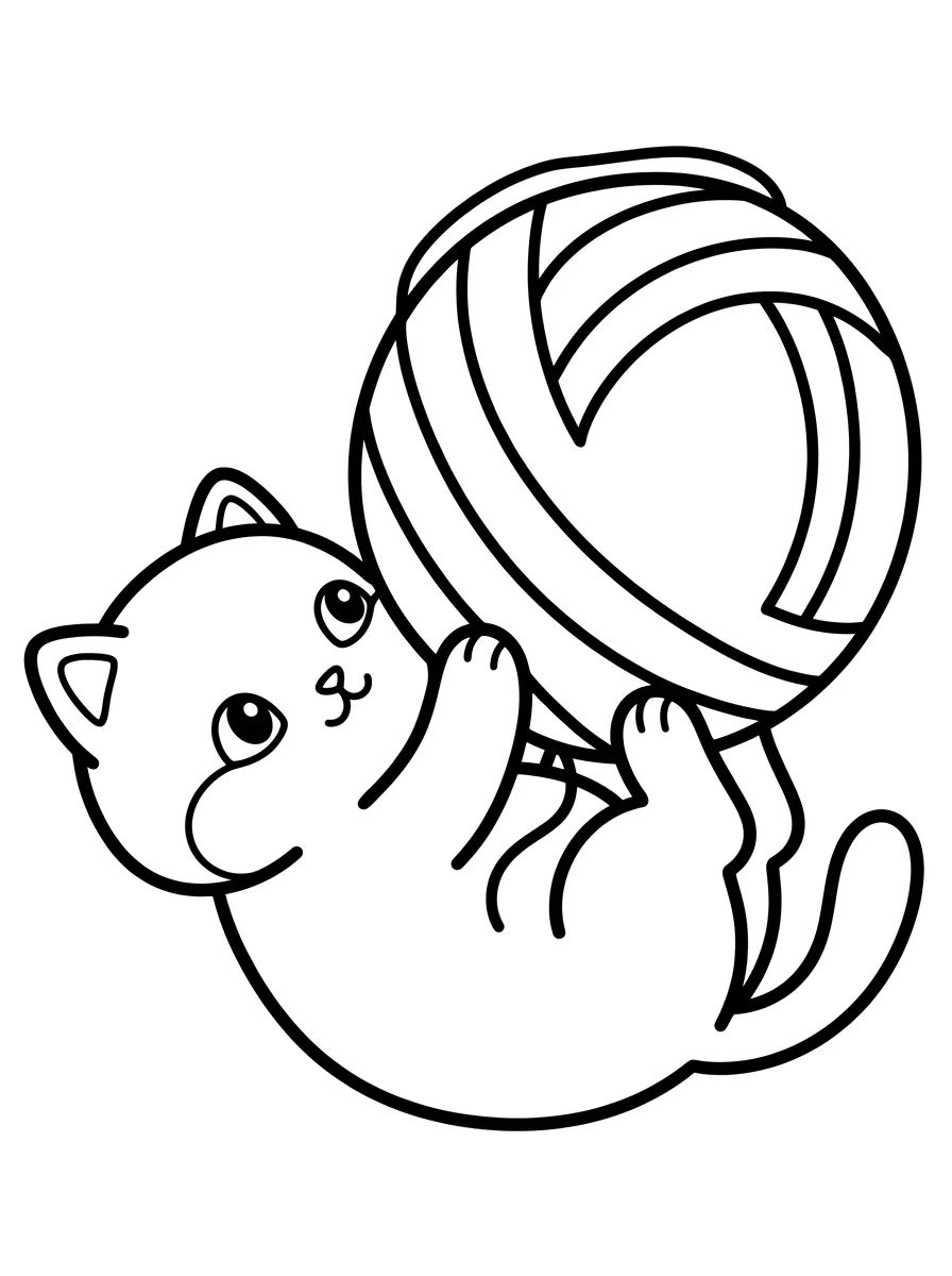 Gatinho Brincando com Novelo de Lã para colorir Desenho de Gatinho Brincando com Novelo de Lã para colorir e imprimir grátis