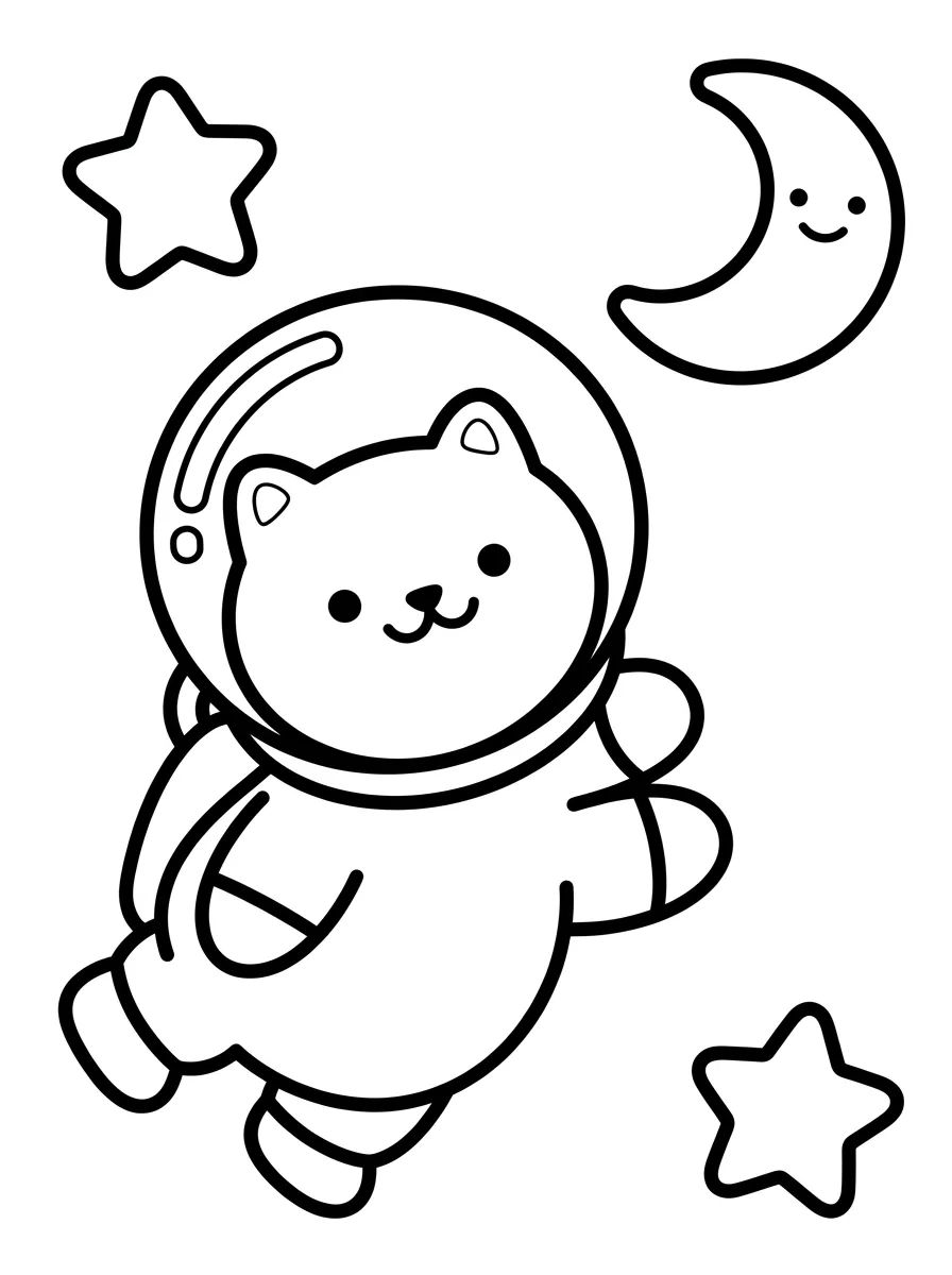 Gato Astronauta no Espaço para colorir Desenho de Gato Astronauta no Espaço para colorir e imprimir grátis