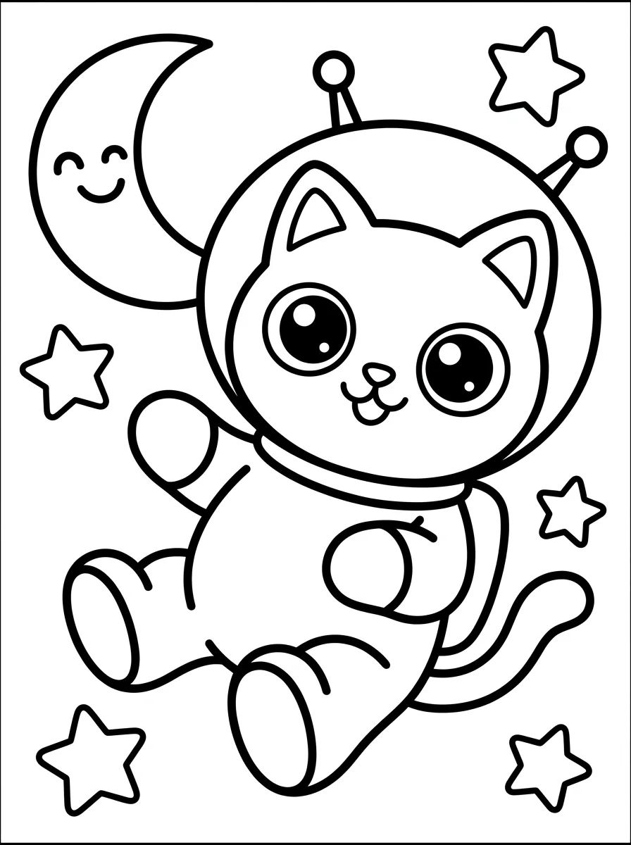 Gato Astronauta no Espaço para colorir Desenho de Gato Astronauta no Espaço para colorir e imprimir grátis