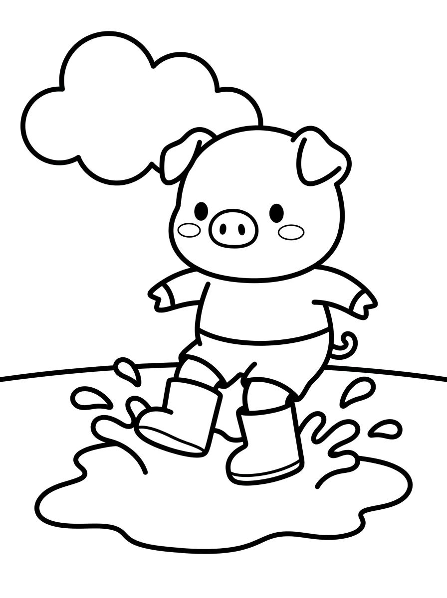 George Pig Brincando nas Poças de Lama para colorir Desenho de George Pig Brincando nas Poças de Lama para colorir e imprimir grátis