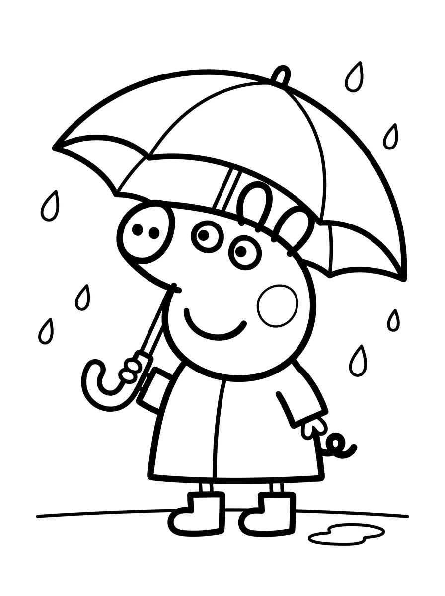 George Pig com Guarda-Chuva para colorir Desenho de George Pig com Guarda-Chuva para colorir e imprimir grátis