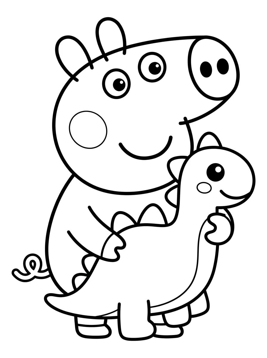 George Pig e seu Dinossauro para colorir Desenho de George Pig e seu Dinossauro para colorir e imprimir grátis