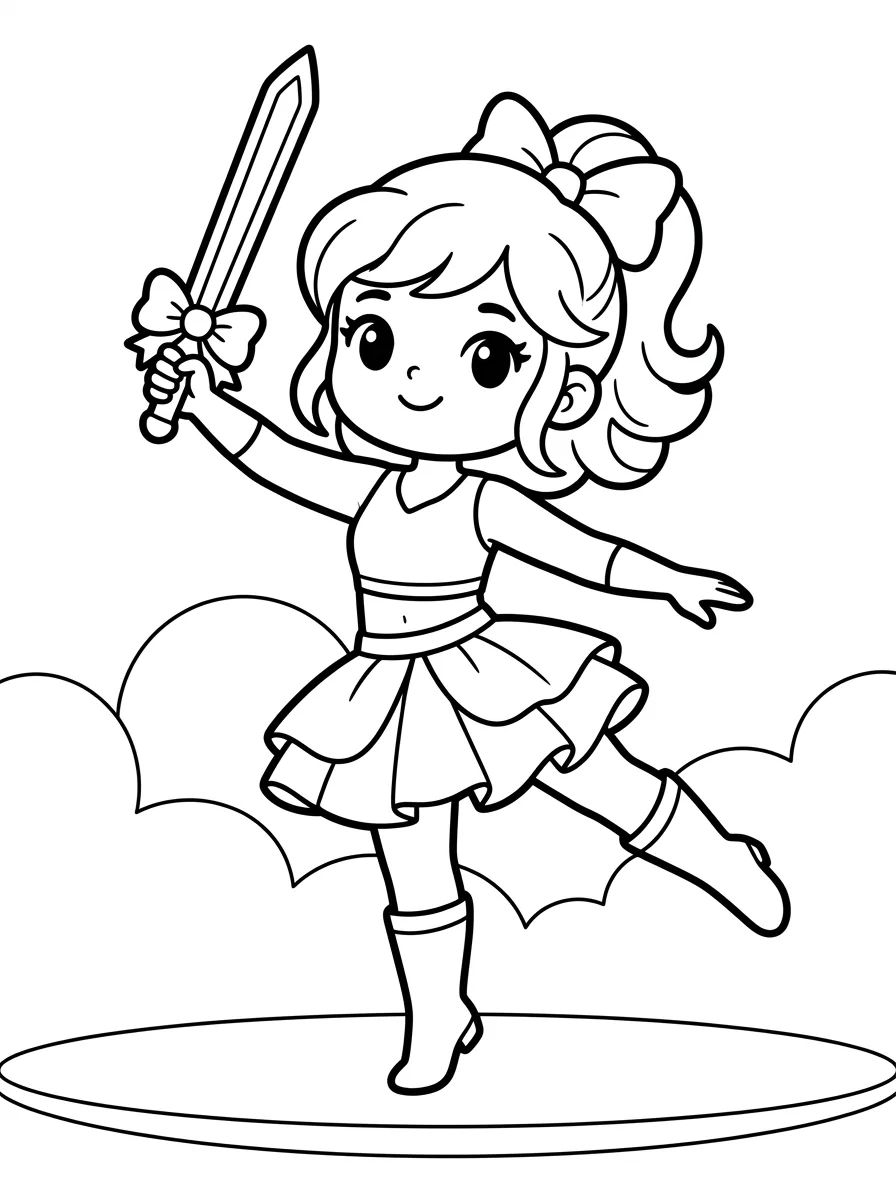 Dançarina Guerreira com Espada de Luz para colorir Desenho de Dançarina Guerreira com Espada de Luz para colorir e imprimir grátis