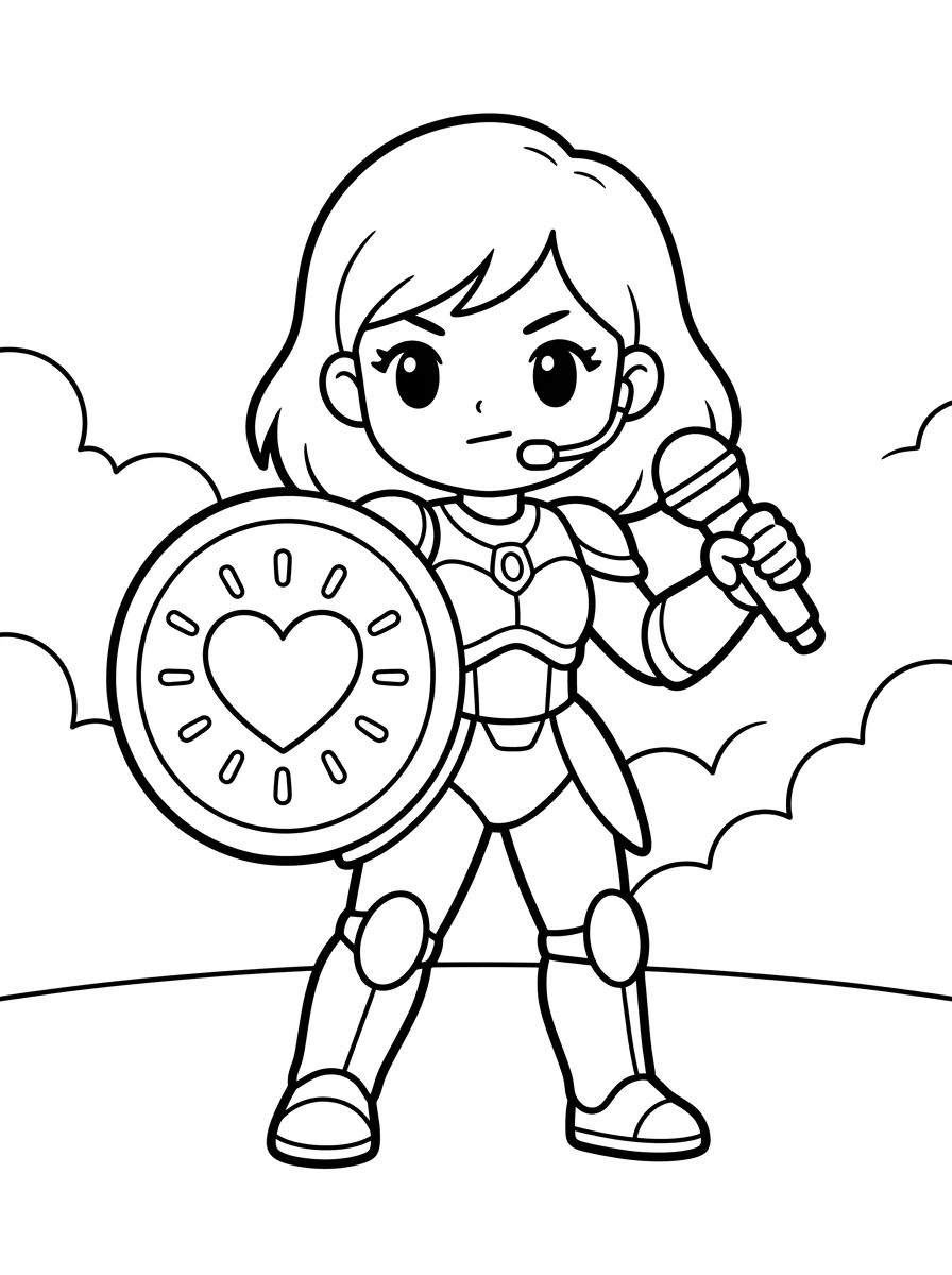 Guerreira K-Pop Defendendo o Palco para colorir Desenho de Guerreira K-Pop Defendendo o Palco para colorir e imprimir grátis