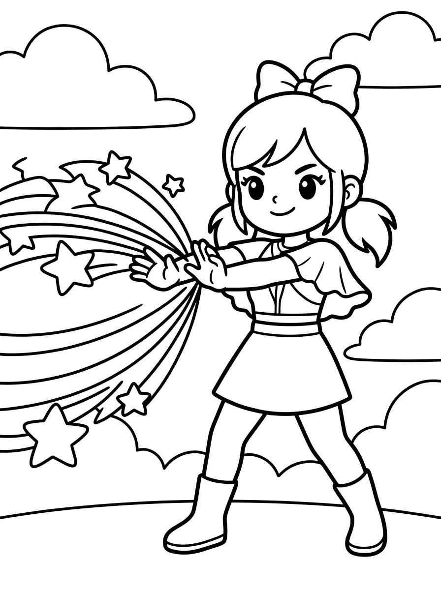 Guerreira K-Pop em Pose de Combate Mágico para colorir Desenho de Guerreira K-Pop em Pose de Combate Mágico para colorir e imprimir grátis