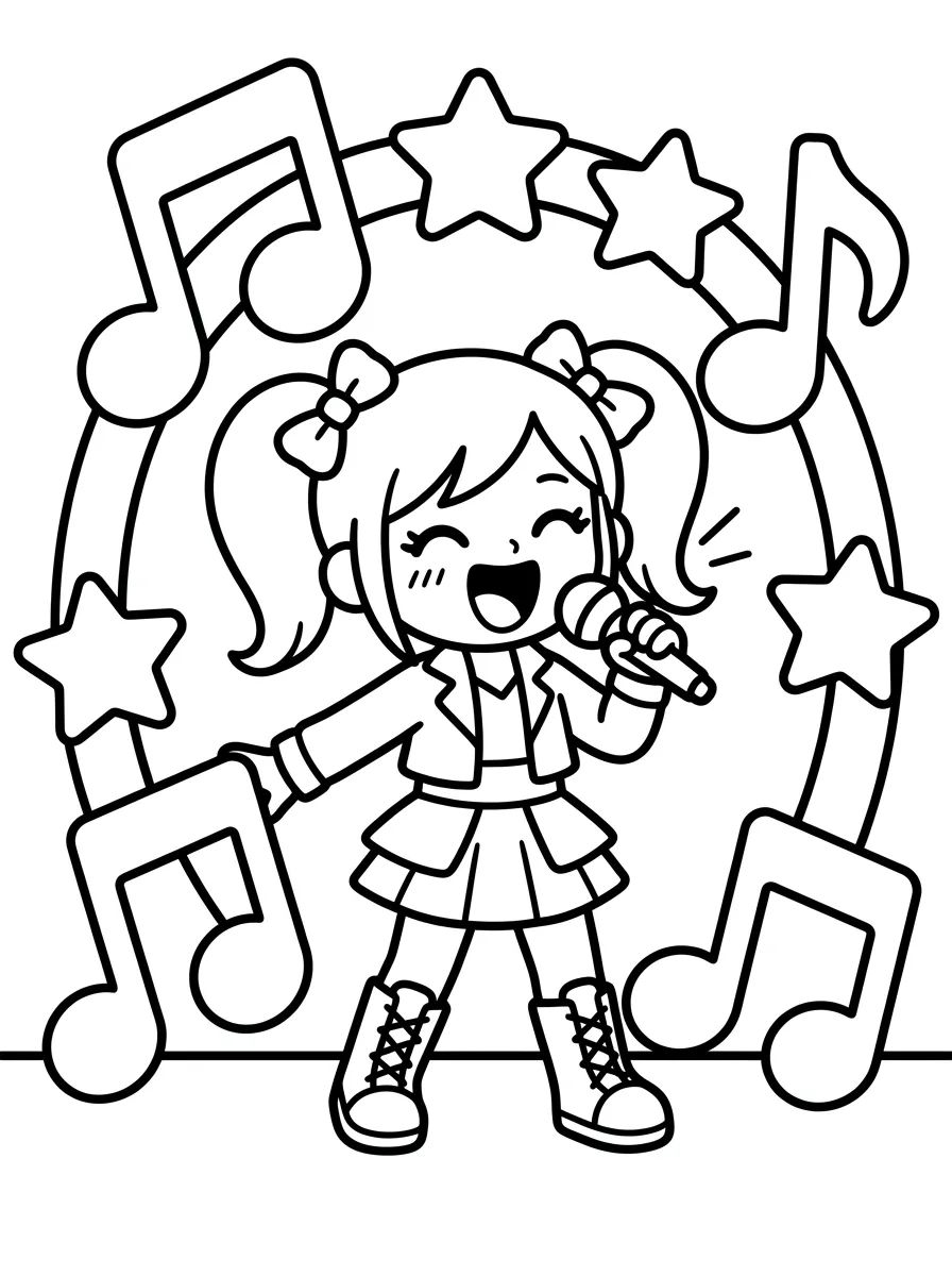 Vocalista K-Pop Lançando Escudo de Som para colorir Desenho de Vocalista K-Pop Lançando Escudo de Som para colorir e imprimir grátis