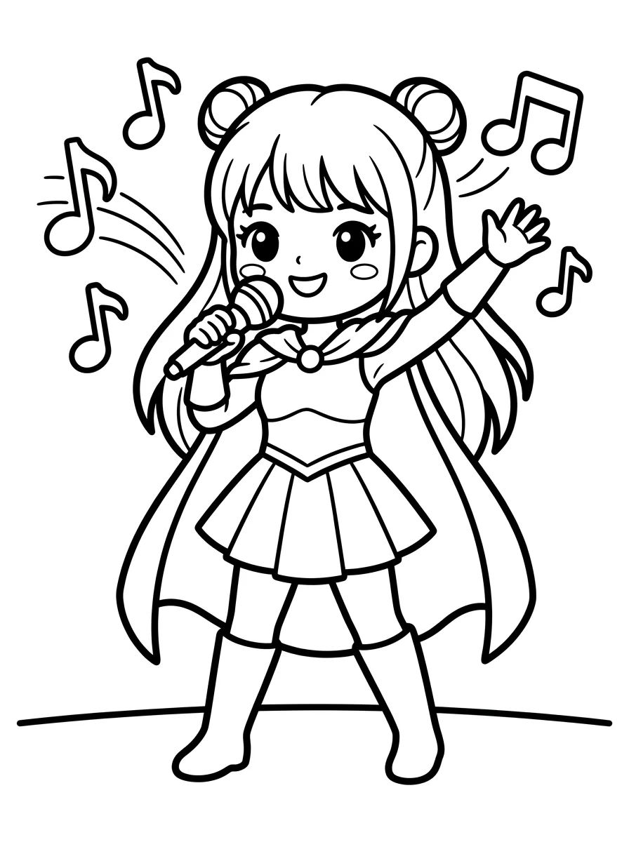 Coleção de desenhos para colorir: Guerreiras K-Pop no Palco