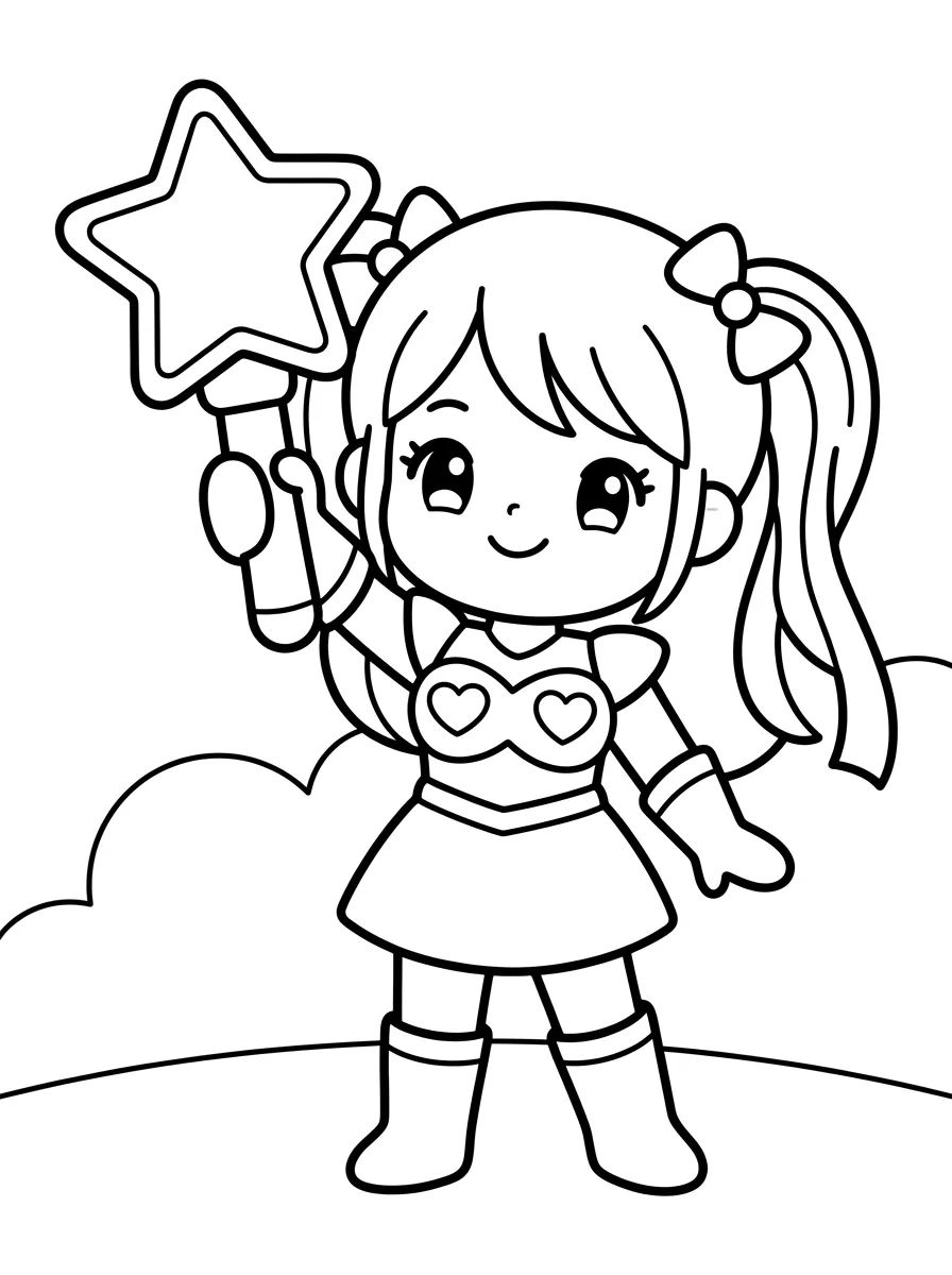 Guerreira K-Pop com Lightstick Mágico para colorir Desenho de Guerreira K-Pop com Lightstick Mágico para colorir e imprimir grátis