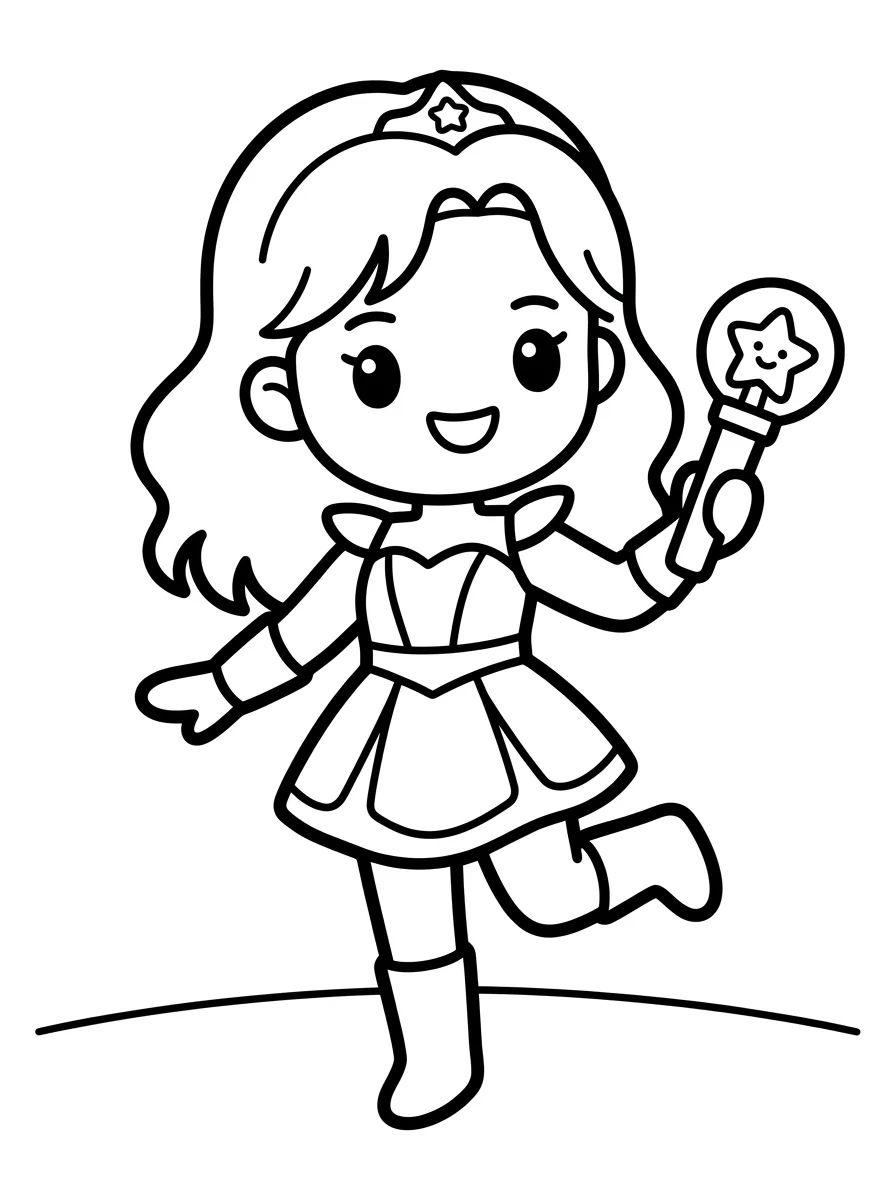 K-Pop Warrior Dancing with Lightstick para colorir Desenho de K-Pop Warrior Dancing with Lightstick para colorir e imprimir grátis
