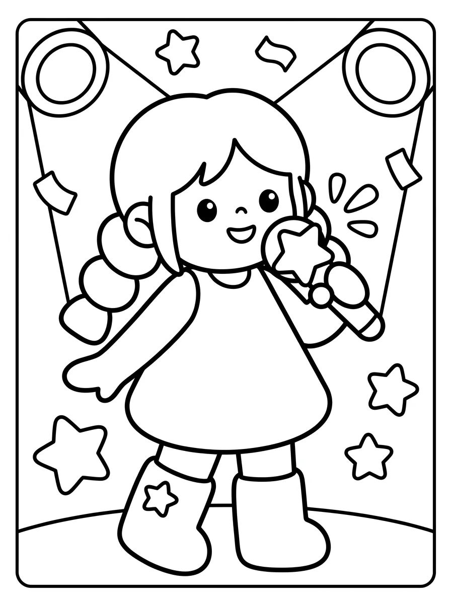 Coleção de desenhos para colorir: Guerreiras K-Pop no Palco