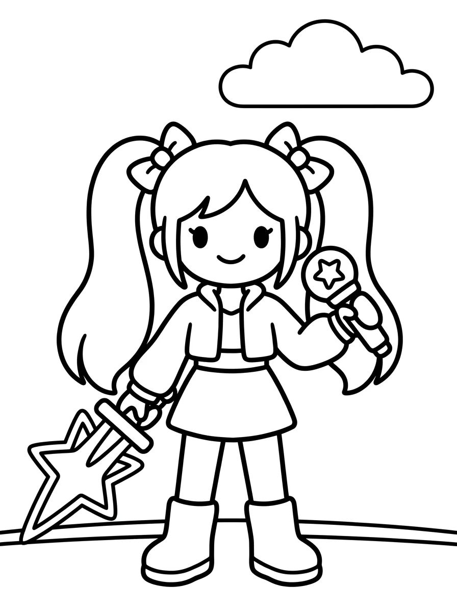 Guerreira K-Pop Líder com Espada de Neon para colorir Desenho de Guerreira K-Pop Líder com Espada de Neon para colorir e imprimir grátis