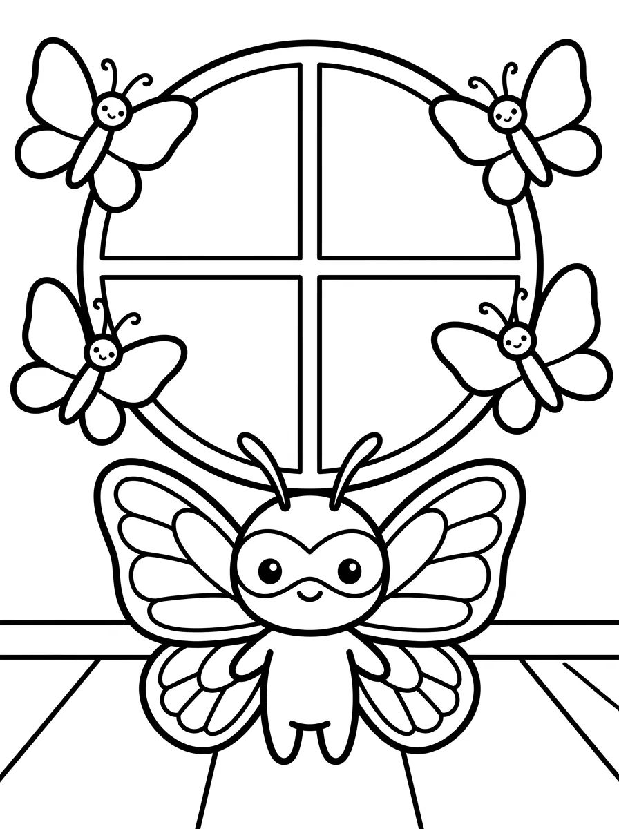 Hawk Moth na Janela de Borboletas para colorir Desenho de Hawk Moth na Janela de Borboletas para colorir e imprimir grátis