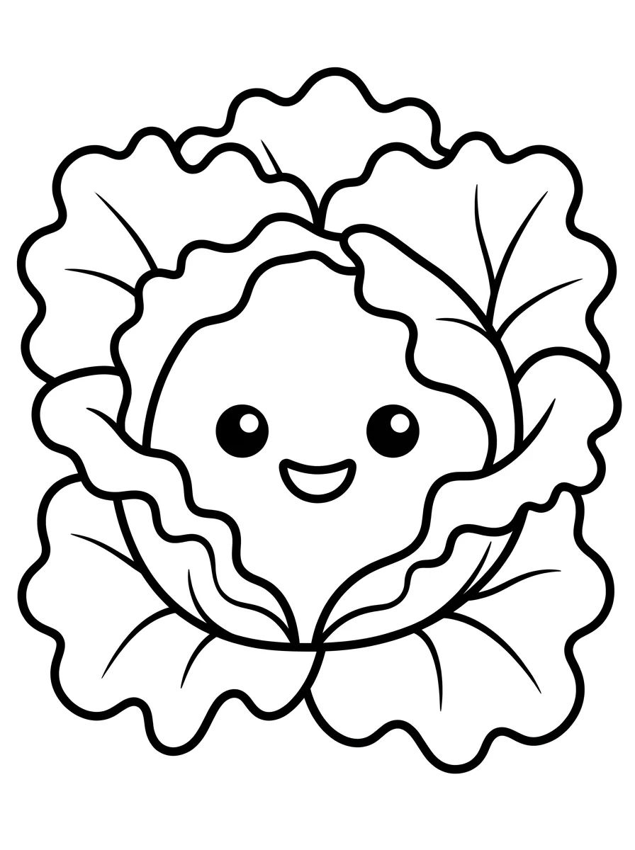 Alface Crespa Feliz para colorir Desenho de Alface Crespa Feliz para colorir e imprimir grátis