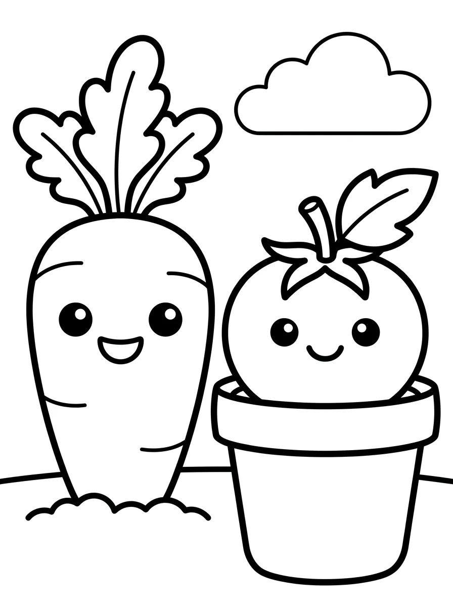 Coleção de desenhos para colorir: Desenhos de Horta para Colorir