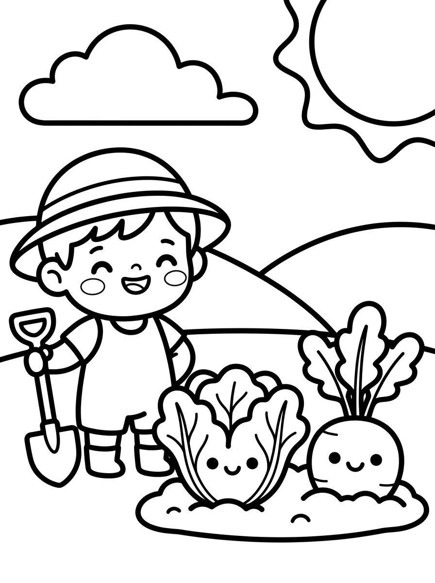 Criança Cuidando da Hortinha para colorir Desenho de Criança Cuidando da Hortinha para colorir e imprimir grátis