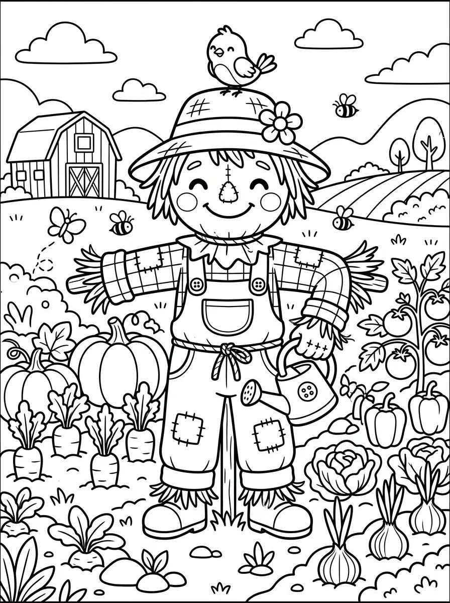 Espantalho Fofo da Horta para colorir Desenho de Espantalho Fofo da Horta para colorir e imprimir grátis