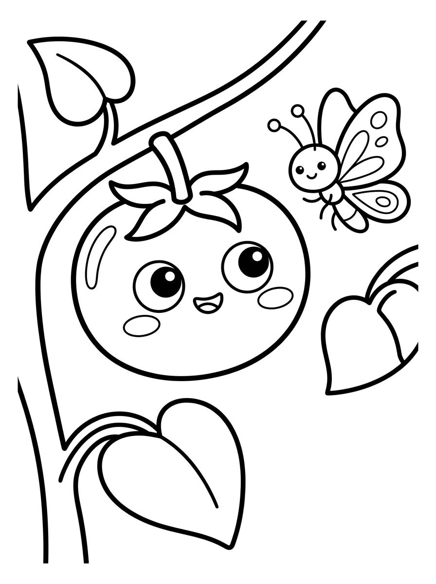 Tomatinho Feliz no Pé para colorir Desenho de Tomatinho Feliz no Pé para colorir e imprimir grátis