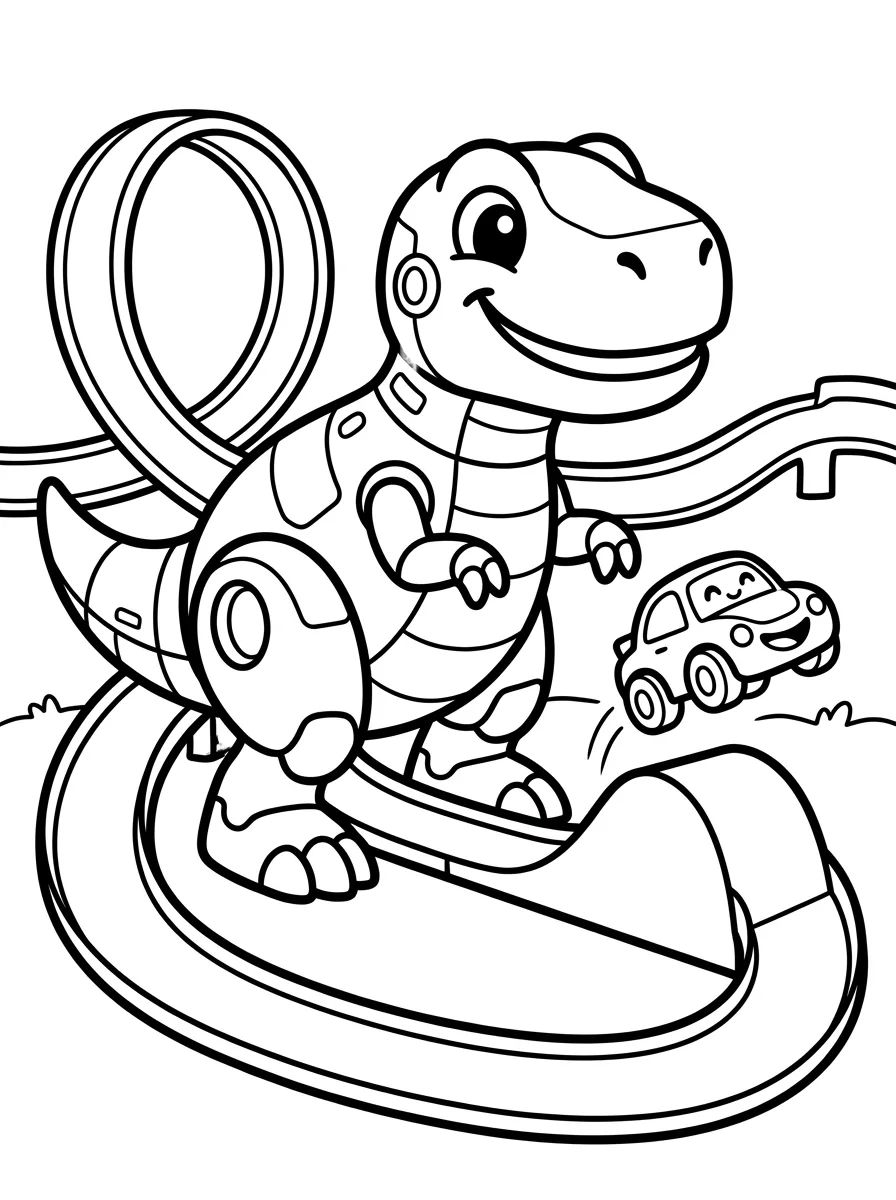 Ataque do T-Rex em Hot Wheels City para colorir Desenho de Ataque do T-Rex em Hot Wheels City para colorir e imprimir grátis