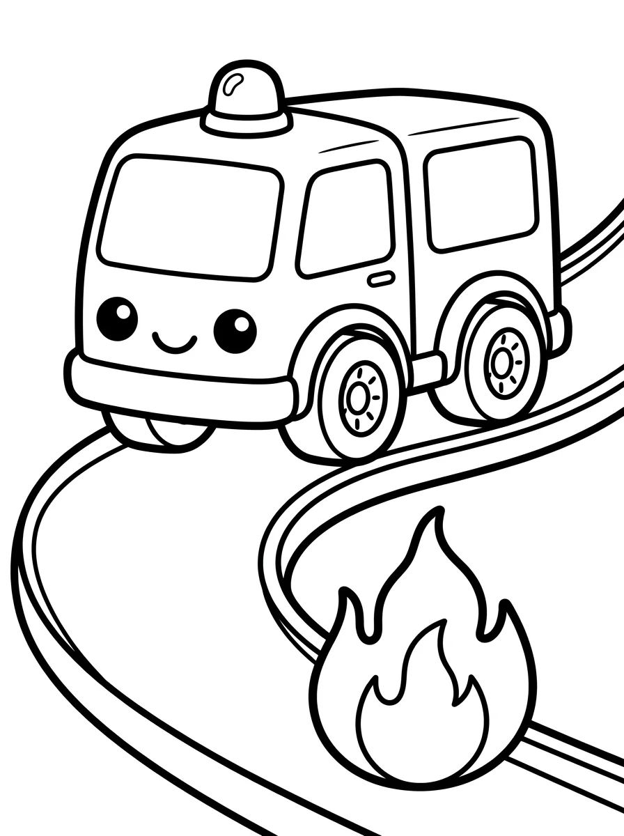 Carro de Bombeiro Super Fofo para colorir Desenho de Carro de Bombeiro Super Fofo para colorir e imprimir grátis