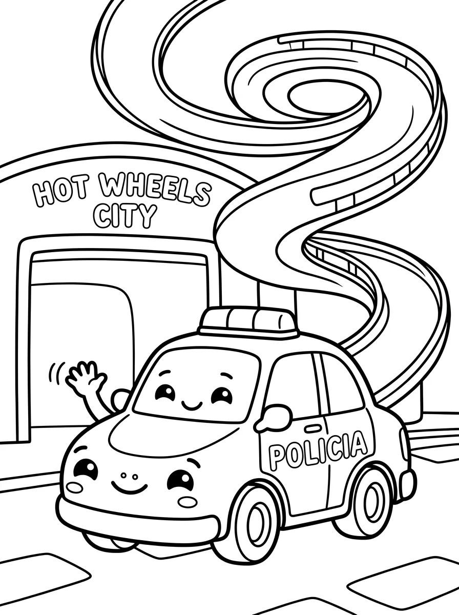 Carro de Polícia na Garagem para colorir Desenho de Carro de Polícia na Garagem para colorir e imprimir grátis