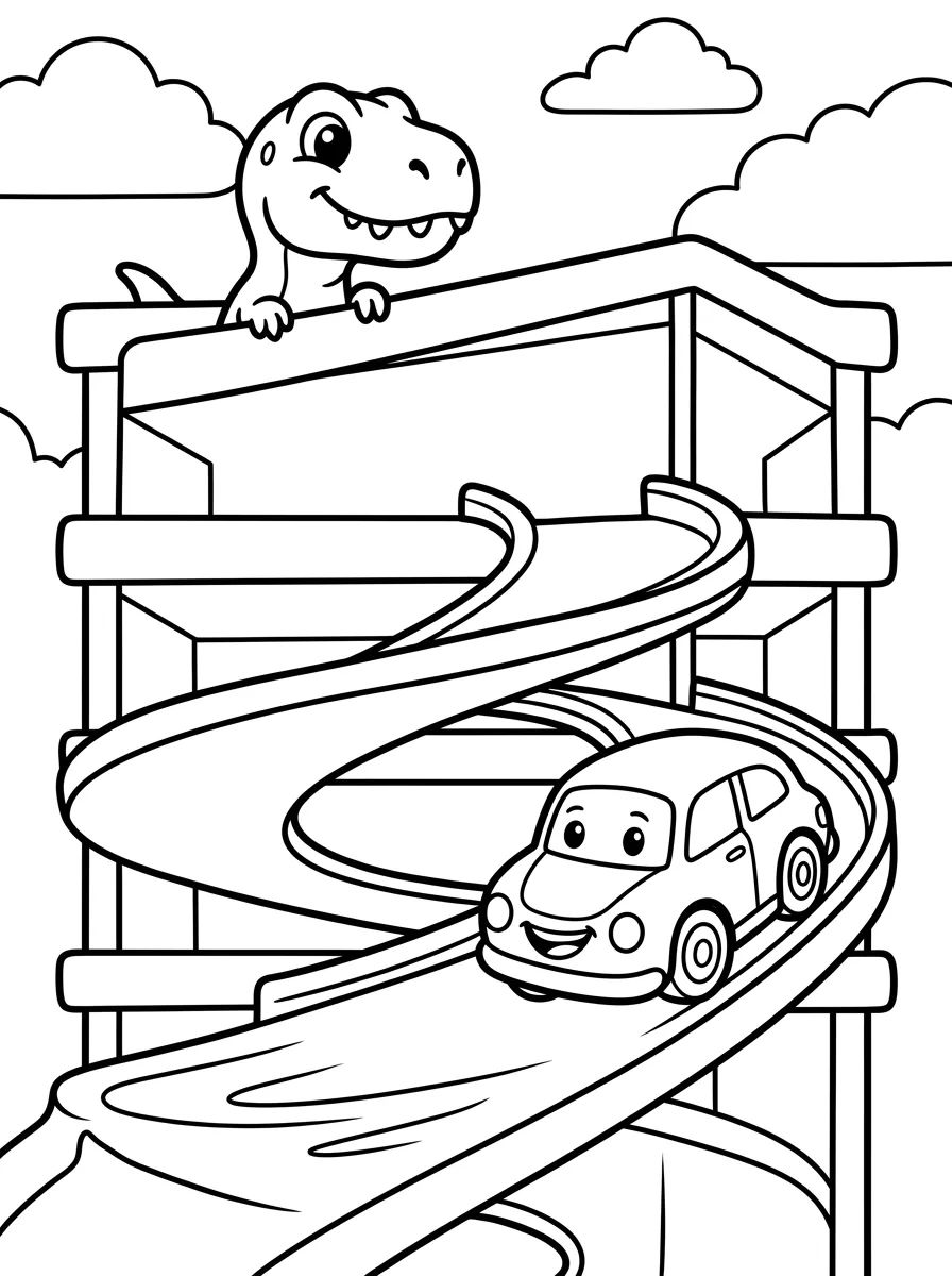 Gorgossauro na Garagem de Carros para colorir Desenho de Gorgossauro na Garagem de Carros para colorir e imprimir grátis
