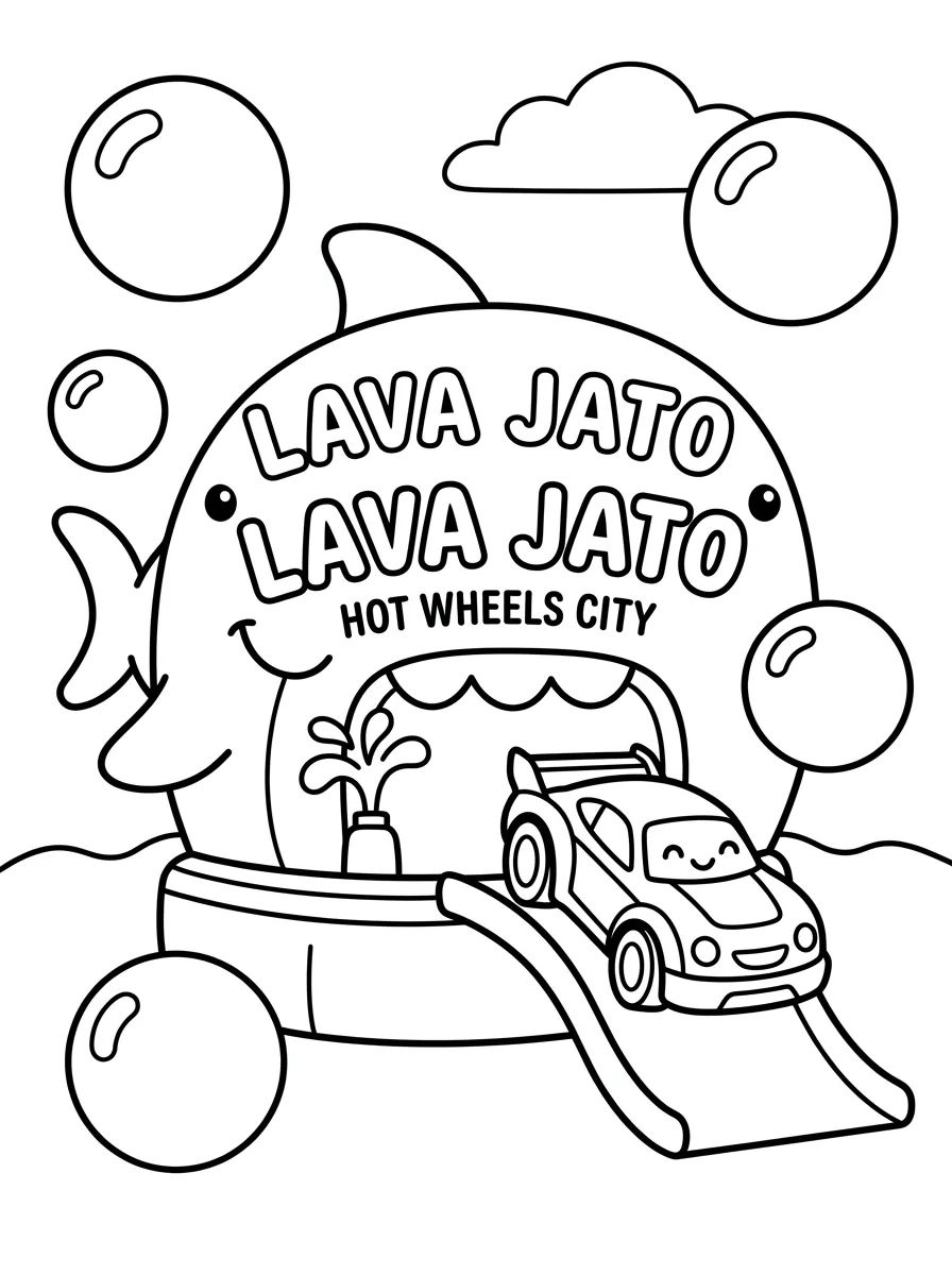 Lava Jato Tubarão Hot Wheels City para colorir Desenho de Lava Jato Tubarão Hot Wheels City para colorir e imprimir grátis