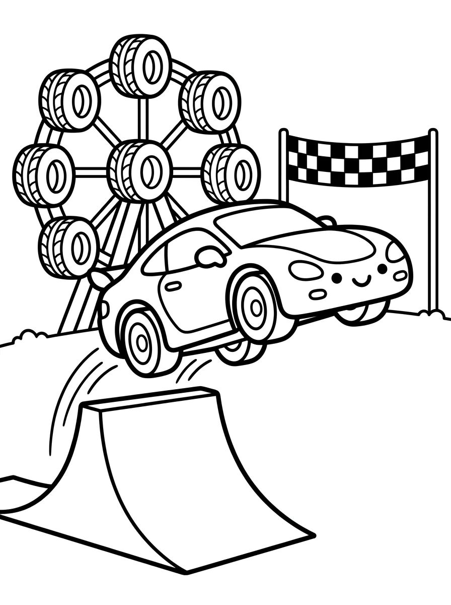 Super Carro Esportivo na Roda Gigante para colorir Desenho de Super Carro Esportivo na Roda Gigante para colorir e imprimir grátis