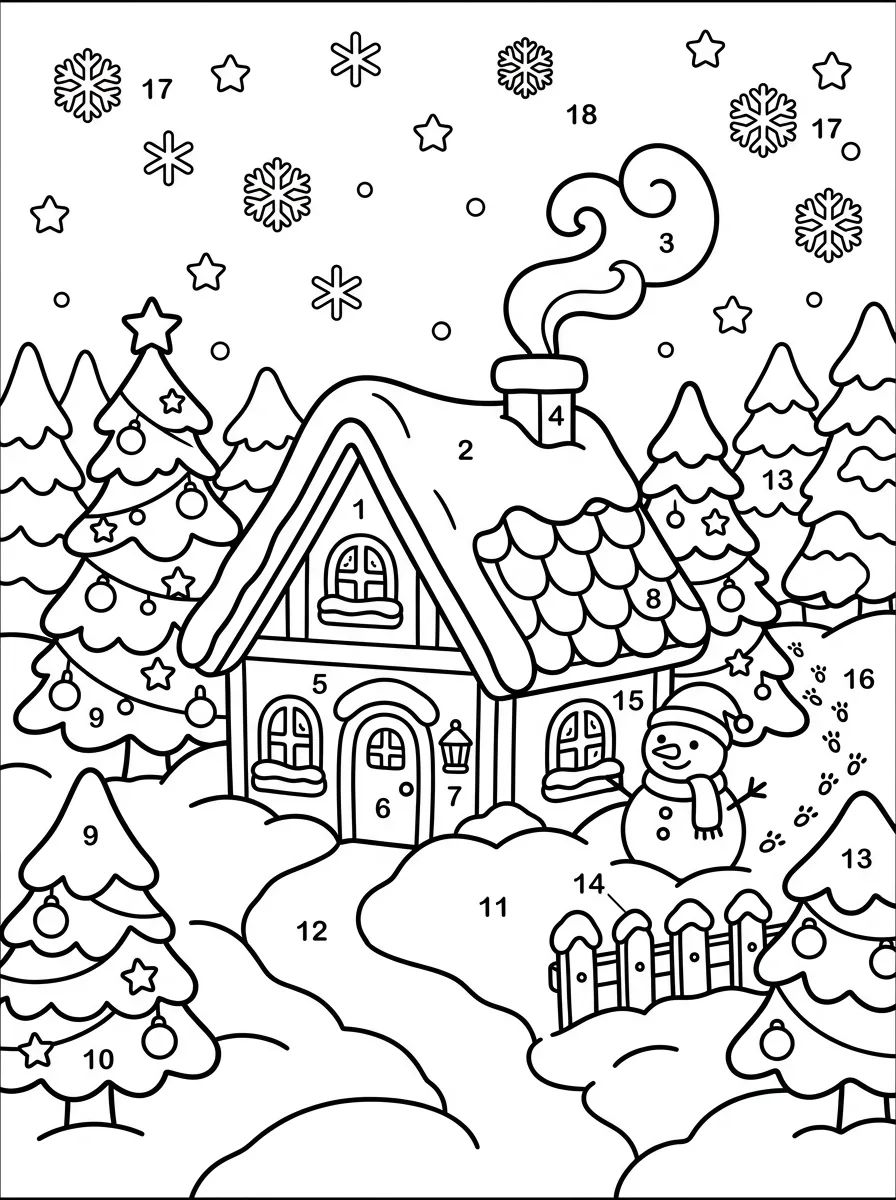 Casinha na Neve para colorir Desenho de Casinha na Neve para colorir e imprimir grátis