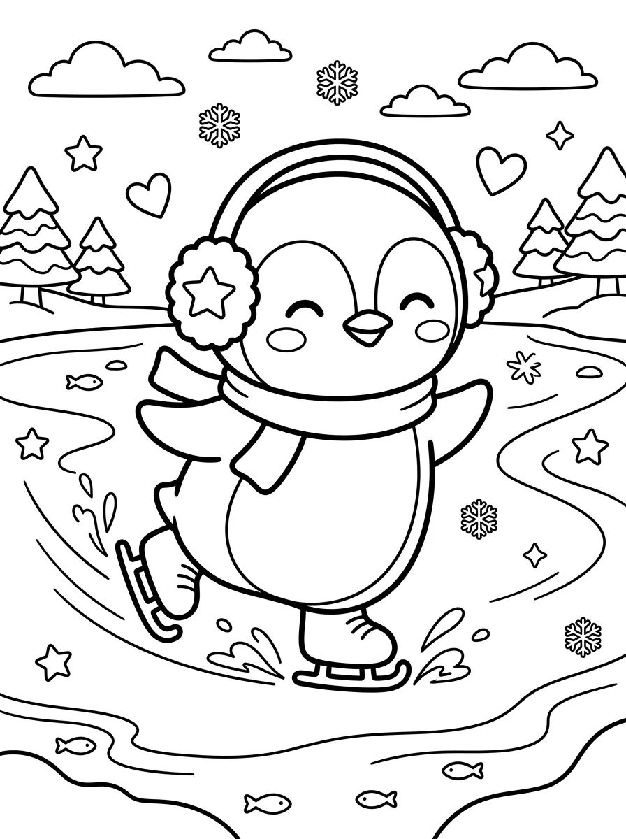 Pinguim Patinador para colorir Desenho de Pinguim Patinador para colorir e imprimir grátis