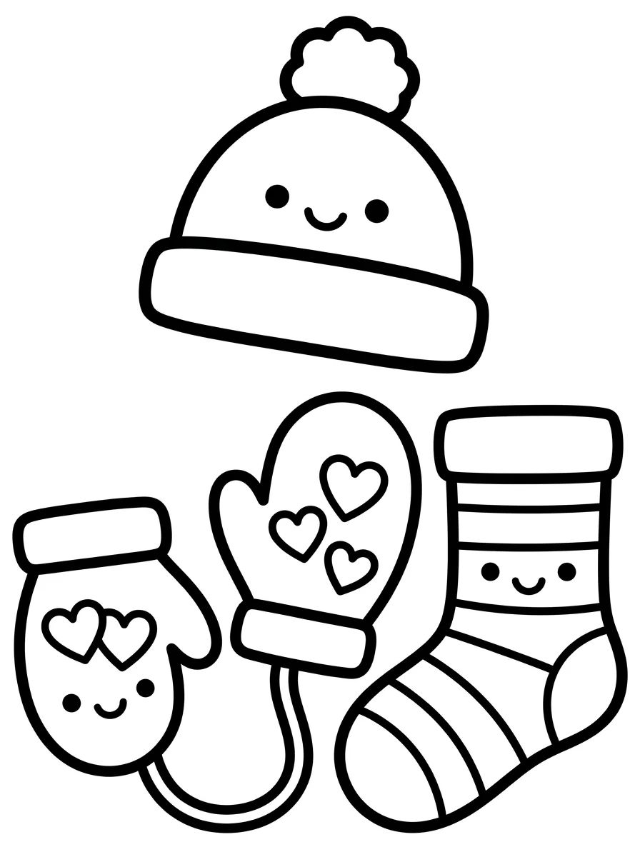 Roupas de Inverno Fofas para colorir Desenho de Roupas de Inverno Fofas para colorir e imprimir grátis