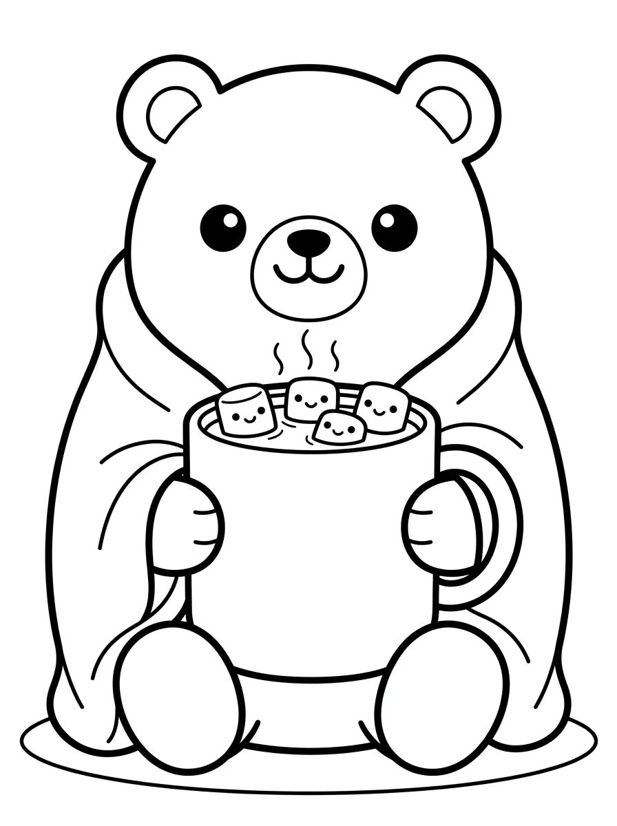 Ursinho com Chocolate Quente para colorir Desenho de Ursinho com Chocolate Quente para colorir e imprimir grátis