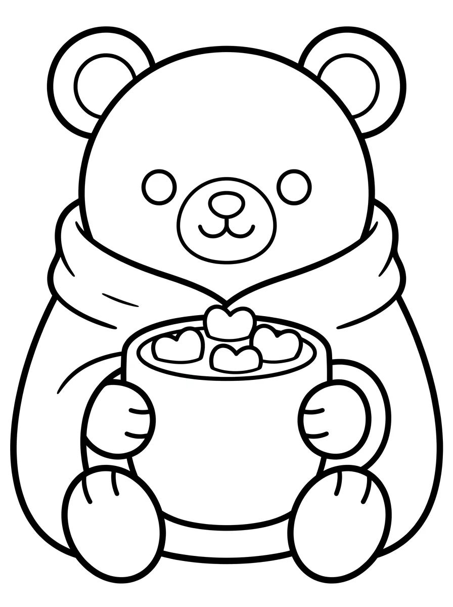 Ursinho com Chocolate Quente para colorir Desenho de Ursinho com Chocolate Quente para colorir e imprimir grátis