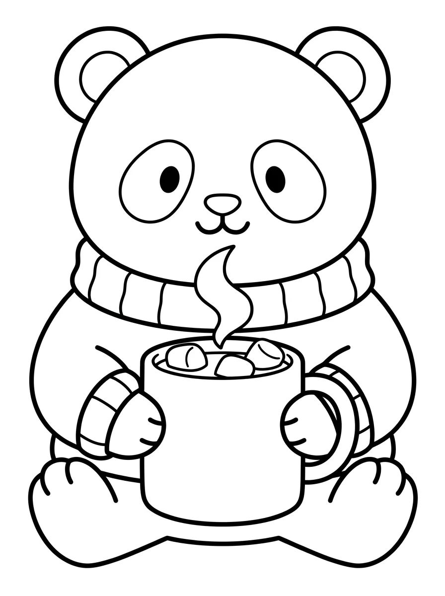 Ursinho Fofo Tomando Chocolate Quente para colorir Desenho de Ursinho Fofo Tomando Chocolate Quente para colorir e imprimir grátis