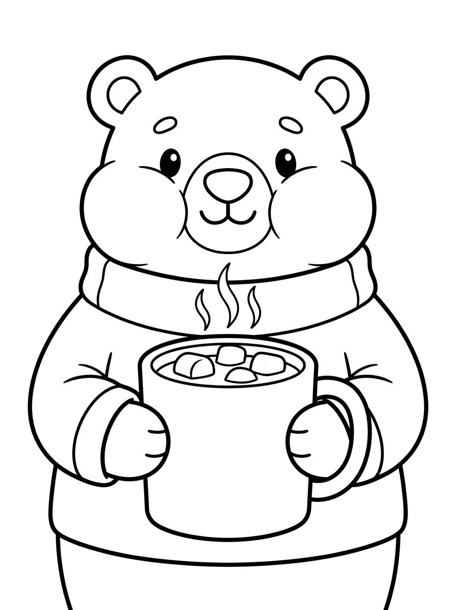 Ursinho Polar Tomando Chocolate Quente para colorir Desenho de Ursinho Polar Tomando Chocolate Quente para colorir e imprimir grátis