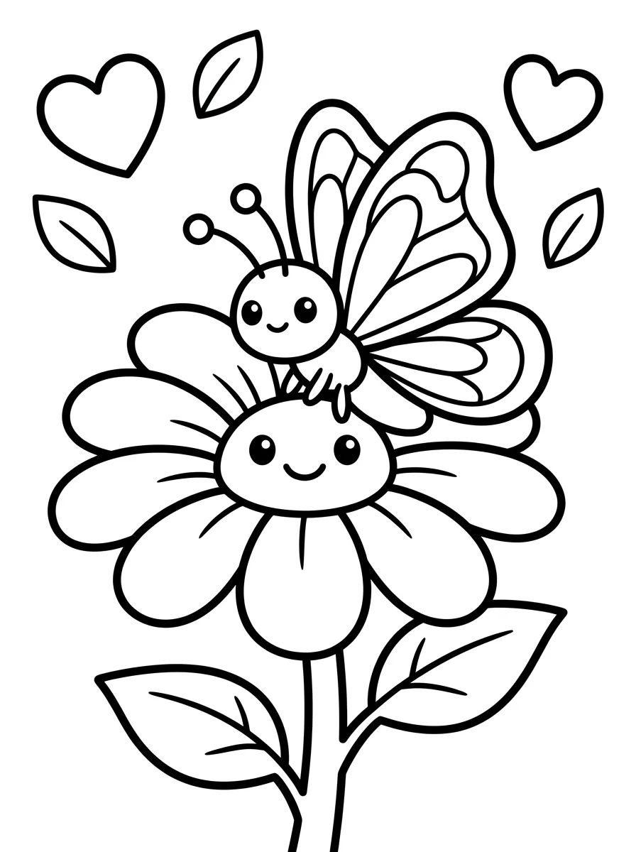 Borboleta em Margarida Fofa para colorir Desenho de Borboleta em Margarida Fofa para colorir e imprimir grátis