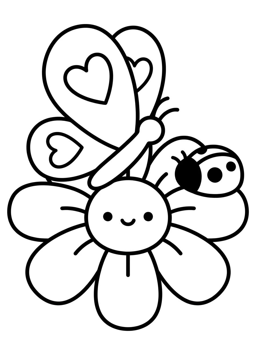 Cute Butterfly Resting on a Flower para colorir Desenho de Cute Butterfly Resting on a Flower para colorir e imprimir grátis