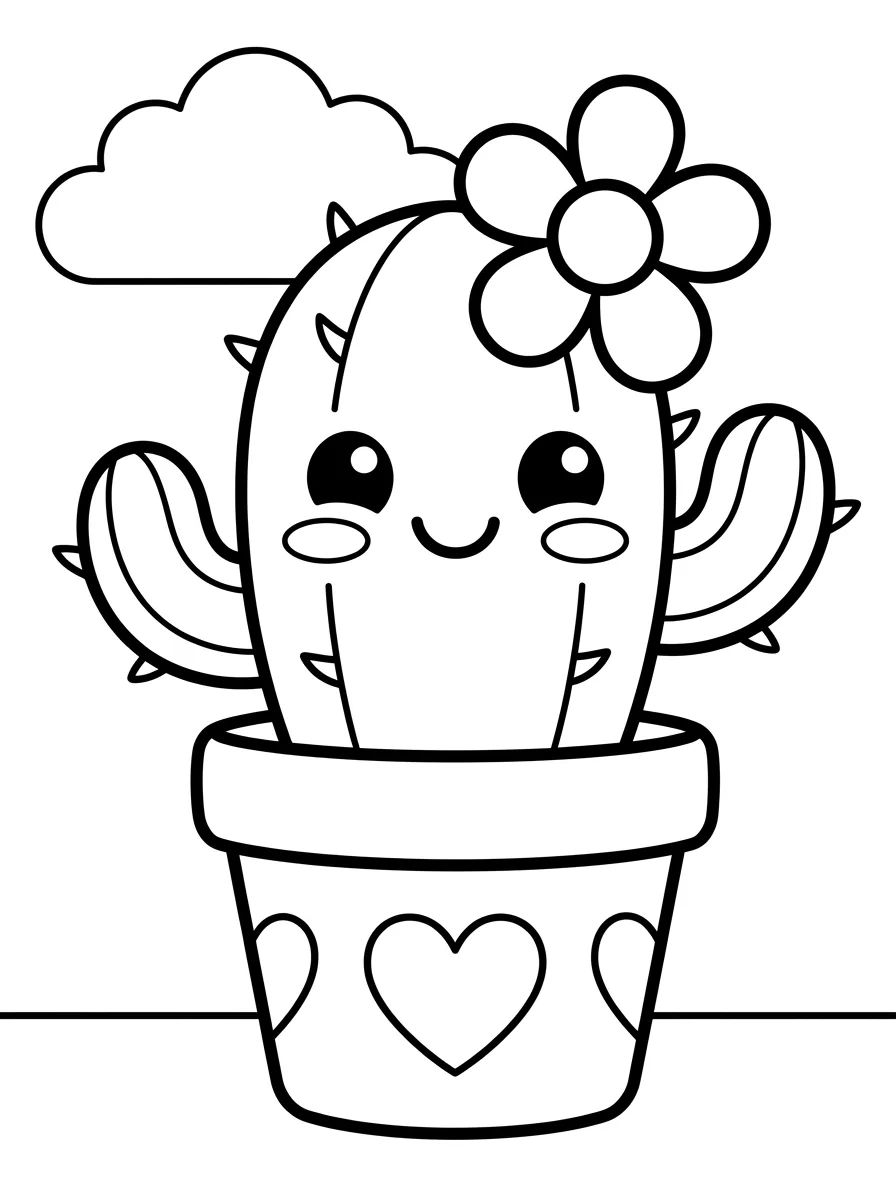 Cacto Feliz no Vaso para colorir Desenho de Cacto Feliz no Vaso para colorir e imprimir grátis