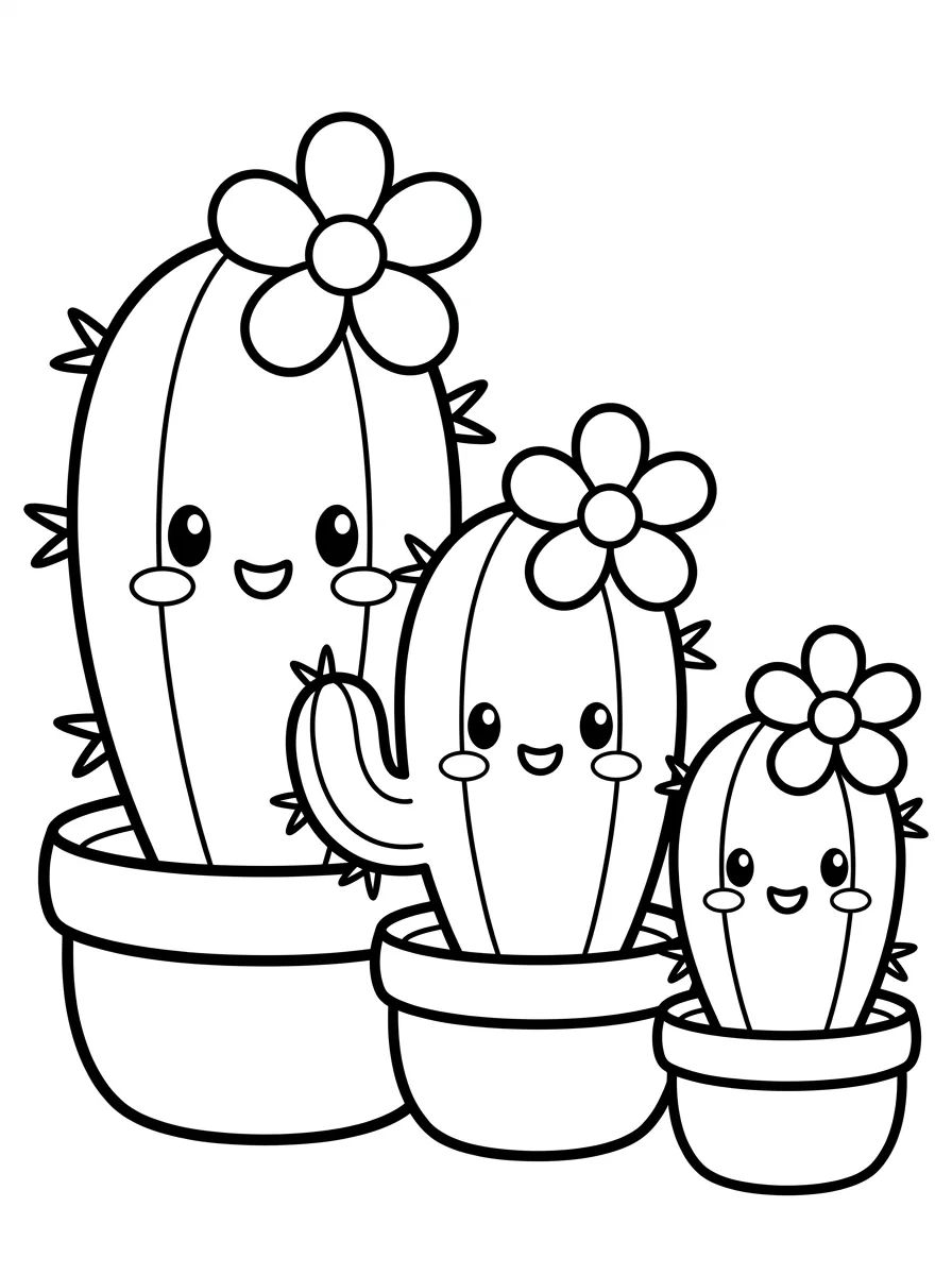 Familia de Cactus en Flor para colorir Desenho de Familia de Cactus en Flor para colorir e imprimir grátis