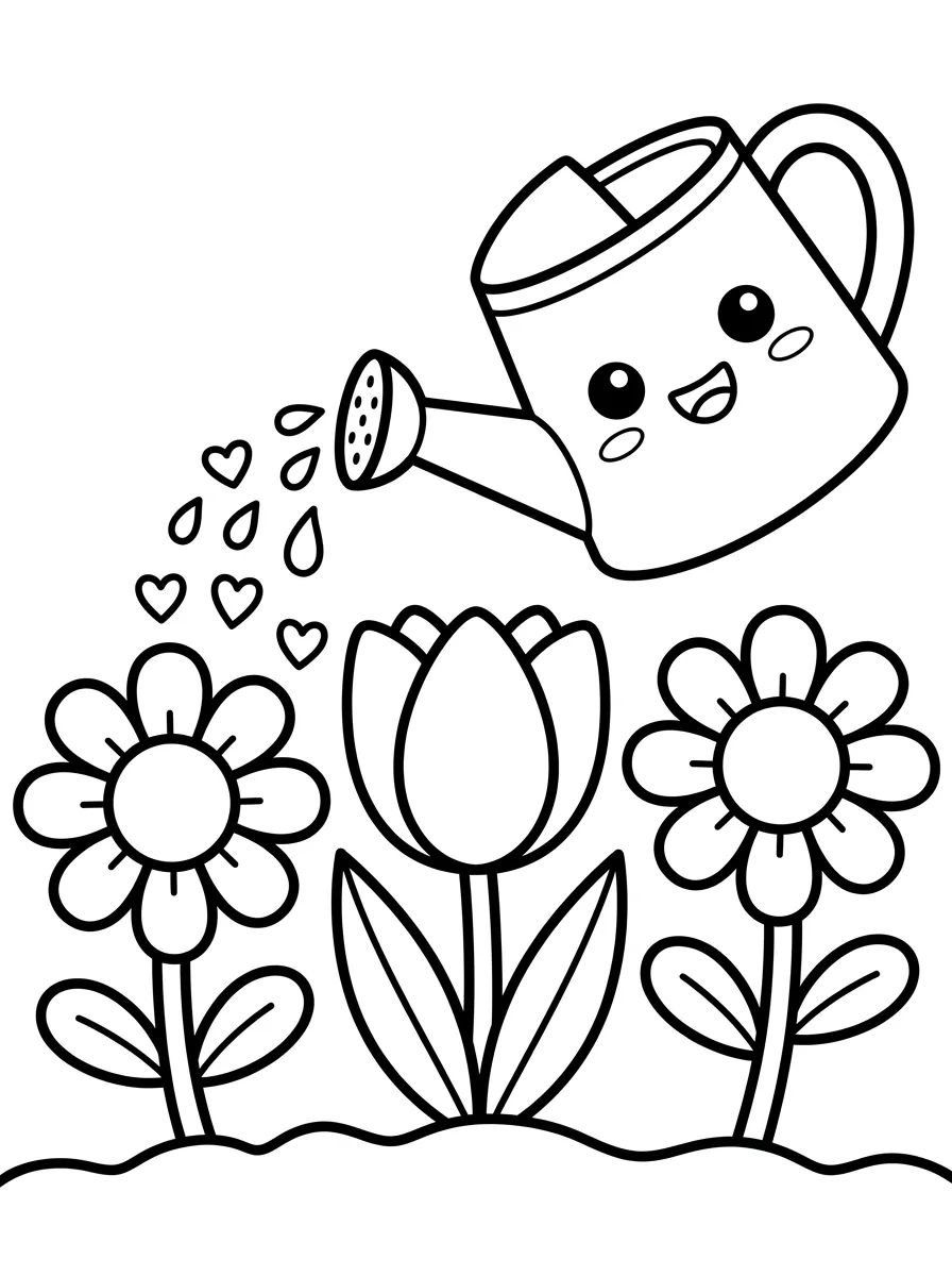Regador Encantado com Flores para colorir Desenho de Regador Encantado com Flores para colorir e imprimir grátis