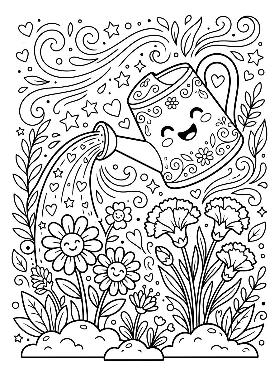 Regador Mágico de Flores para colorir Desenho de Regador Mágico de Flores para colorir e imprimir grátis