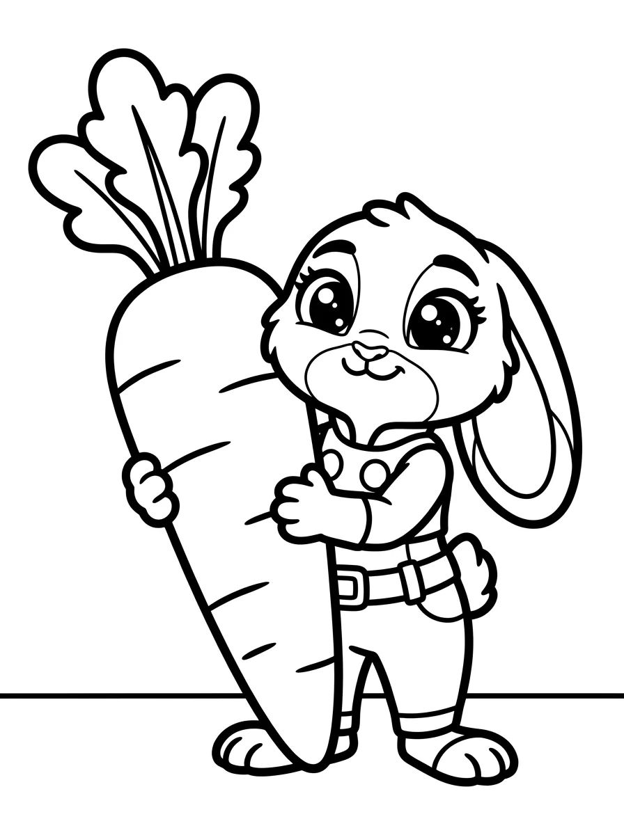 Judy Hopps com Cenoura Gigante para colorir Desenho de Judy Hopps com Cenoura Gigante para colorir e imprimir grátis