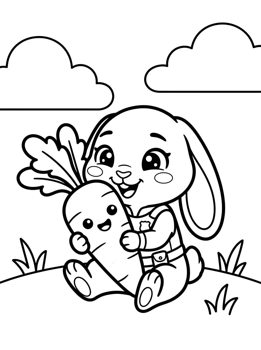 Judy Hopps Comendo Cenoura para colorir Desenho de Judy Hopps Comendo Cenoura para colorir e imprimir grátis