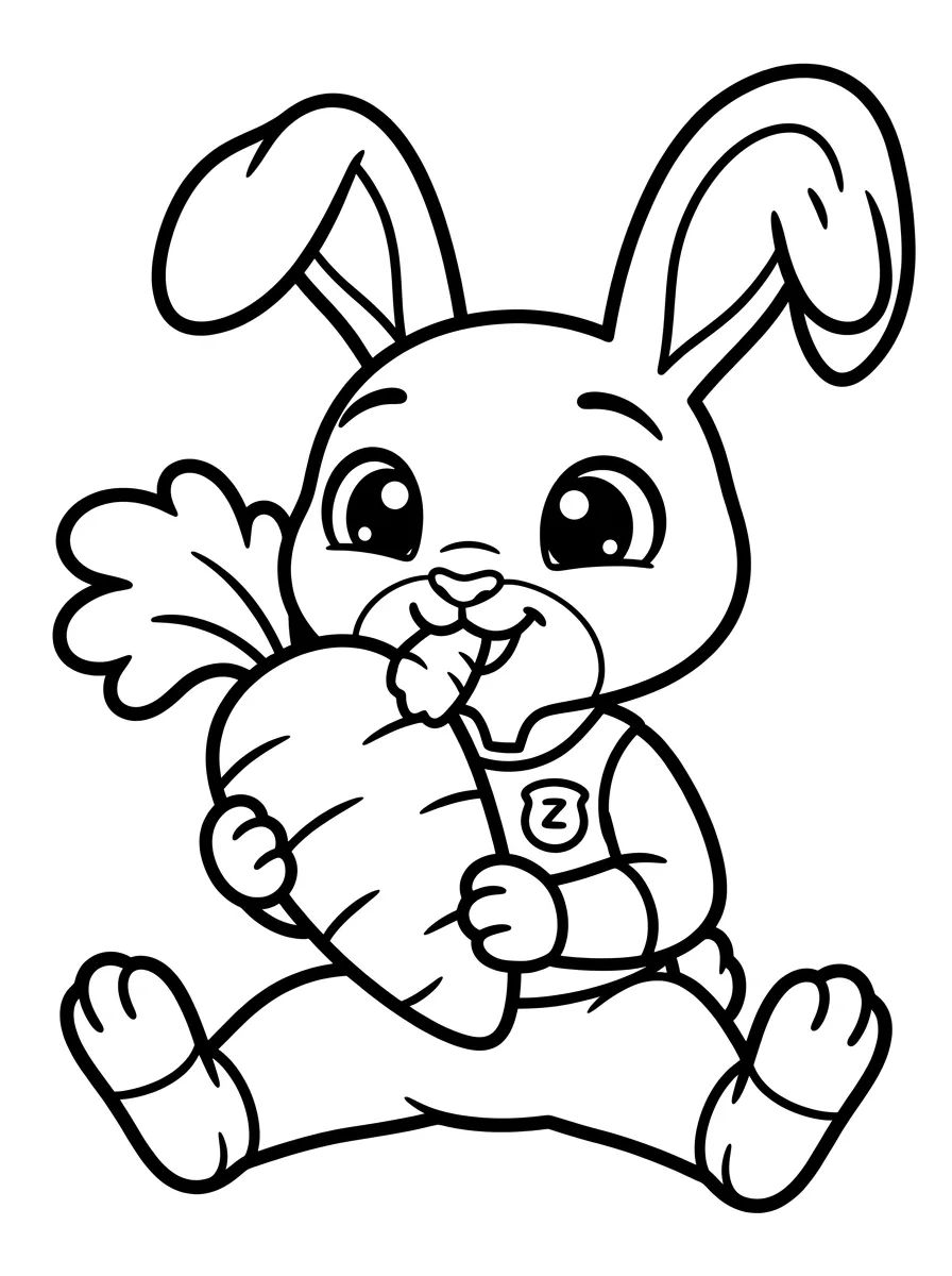 Judy Hopps Comendo uma Cenoura para colorir Desenho de Judy Hopps Comendo uma Cenoura para colorir e imprimir grátis