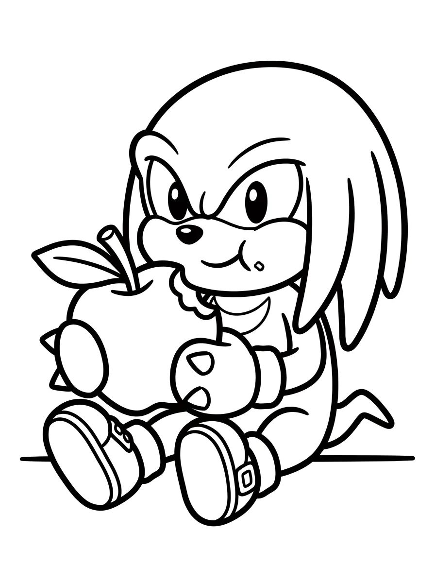 Knuckles Comendo Maçã para colorir Desenho de Knuckles Comendo Maçã para colorir e imprimir grátis