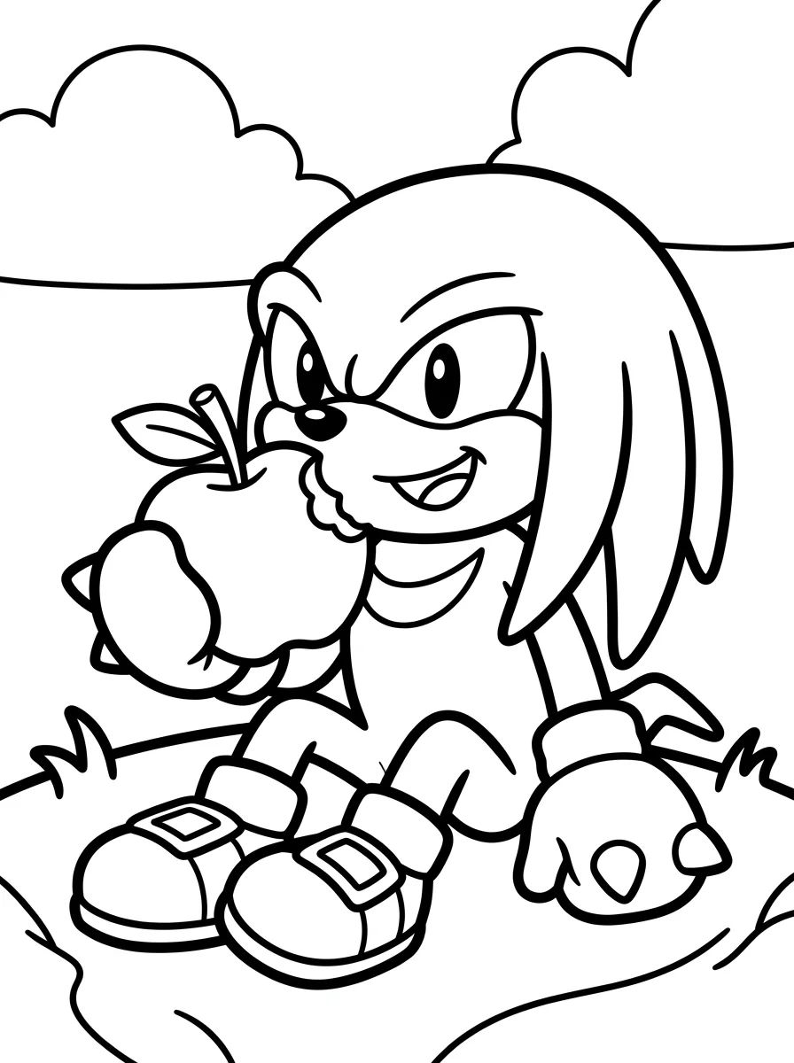 Knuckles Comendo Maçã para colorir Desenho de Knuckles Comendo Maçã para colorir e imprimir grátis